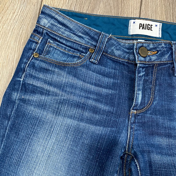 PAIGE Kylie Crop Distressed Semi Destructed Crop Jeans Sz 24 - Picture 4 of 14